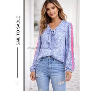 MSRP: $118 | ✨ STS Blue (Sail to Sable) V-Neck Blouse – Size L ✨SAME DAY SHIP